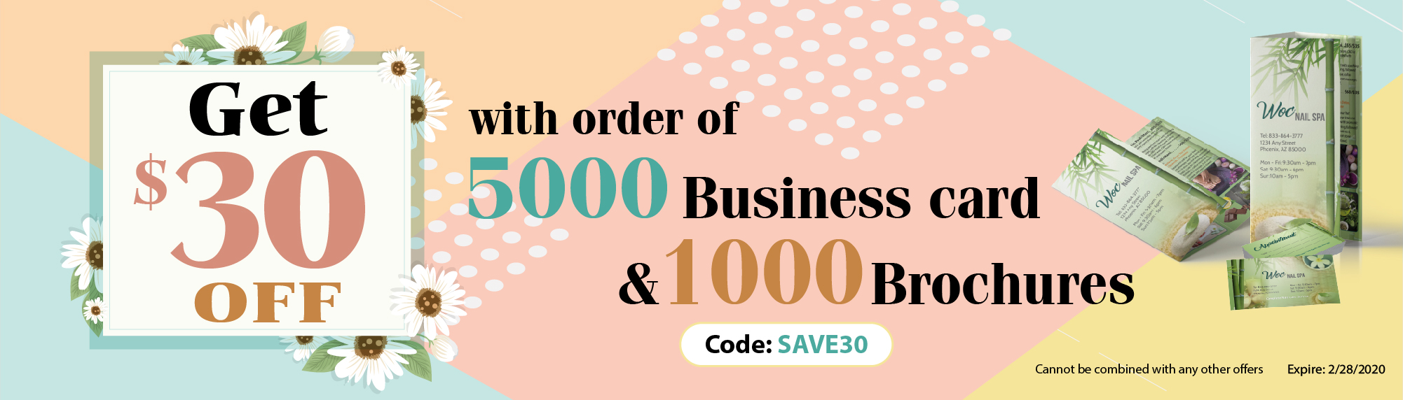 $30 OFF with order of 5000 Business card & 1000 Brochures