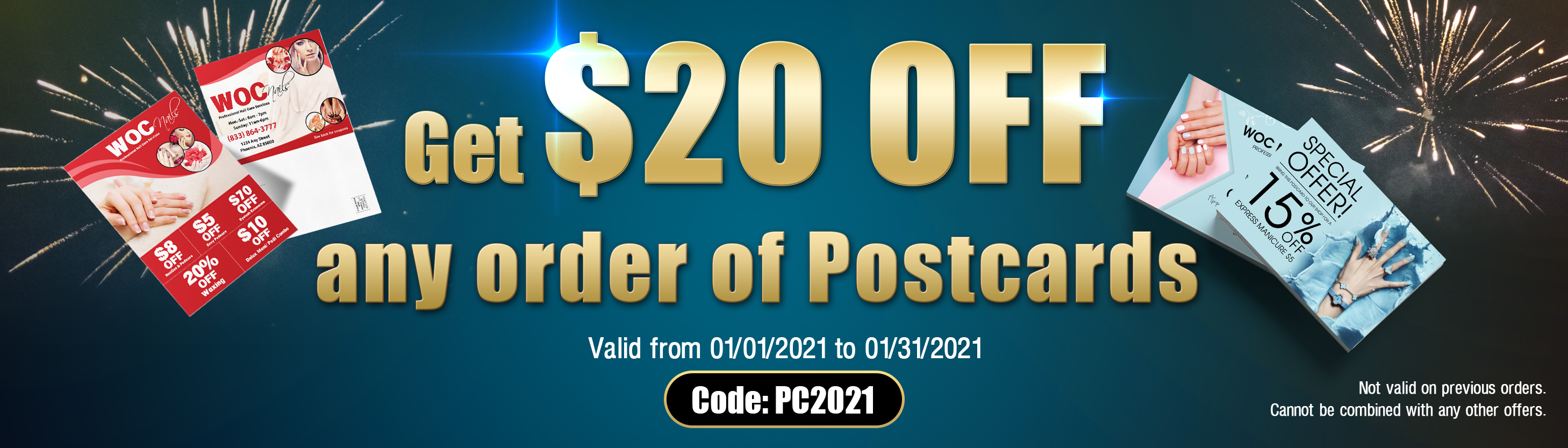 Get $20 off any order of Postcards