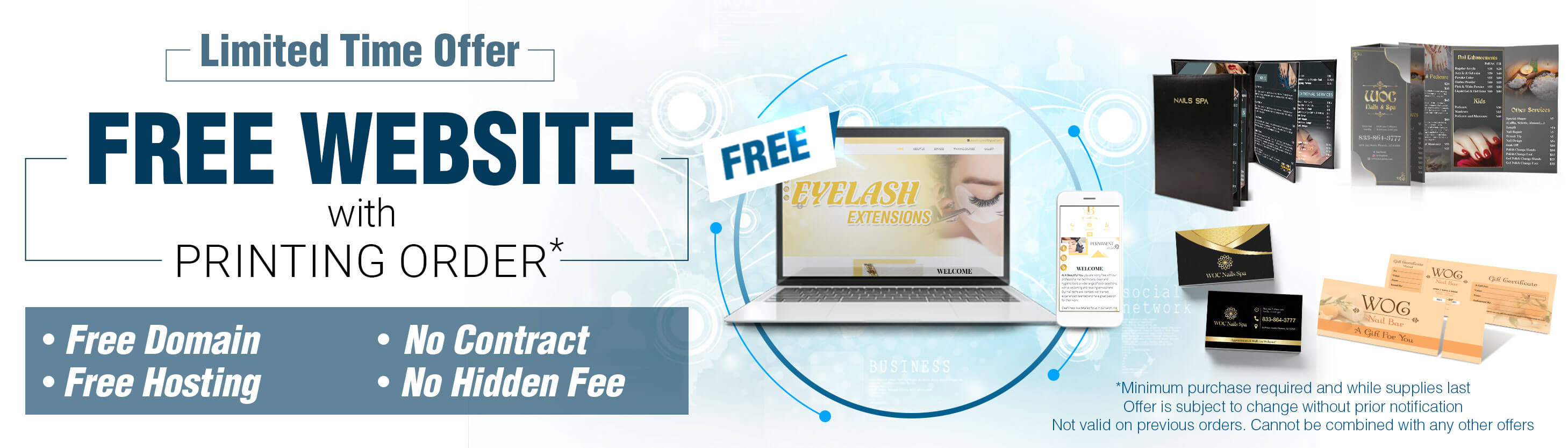 Limited time offer-FREE WEBSITE with Printing order