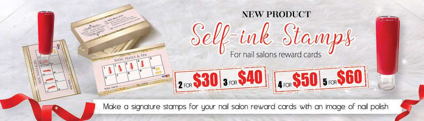 New Product Self-ink STAMPS for nail salons reward cards