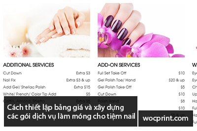 Cách thiết lập bảng giá và xây dựng các gói dịch vụ làm móng cho tiệm nail