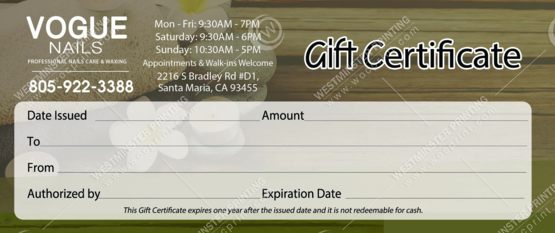 GC-18B - Regular Gift Certificates