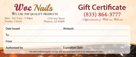 GC-19B - Regular Gift Certificates