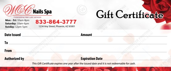 GC-20B - Regular Gift Certificates