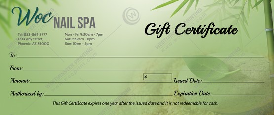 GC-22B - Regular Gift Certificates