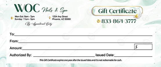 GC-34B - Regular Gift Certificates