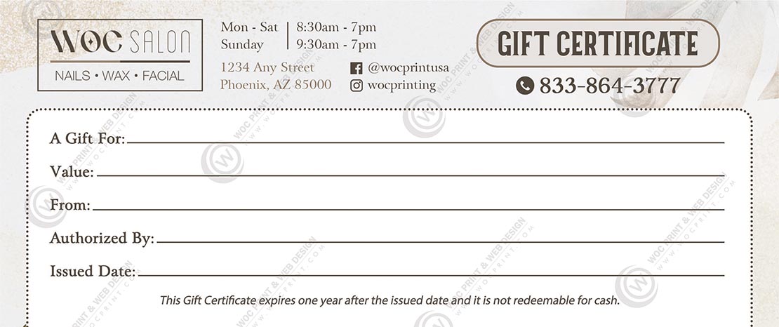 GC-35B - Regular Gift Certificates