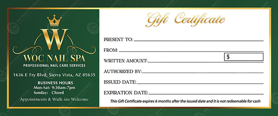 GC-31B - Regular Gift Certificates