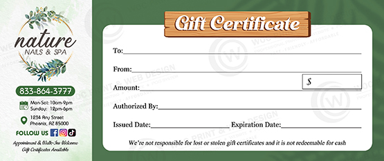 GC-43B - Regular Gift Certificates