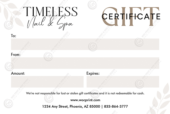 SGC-32B - Standard Gift Certificates