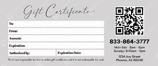 GC-51B - Regular Gift Certificates