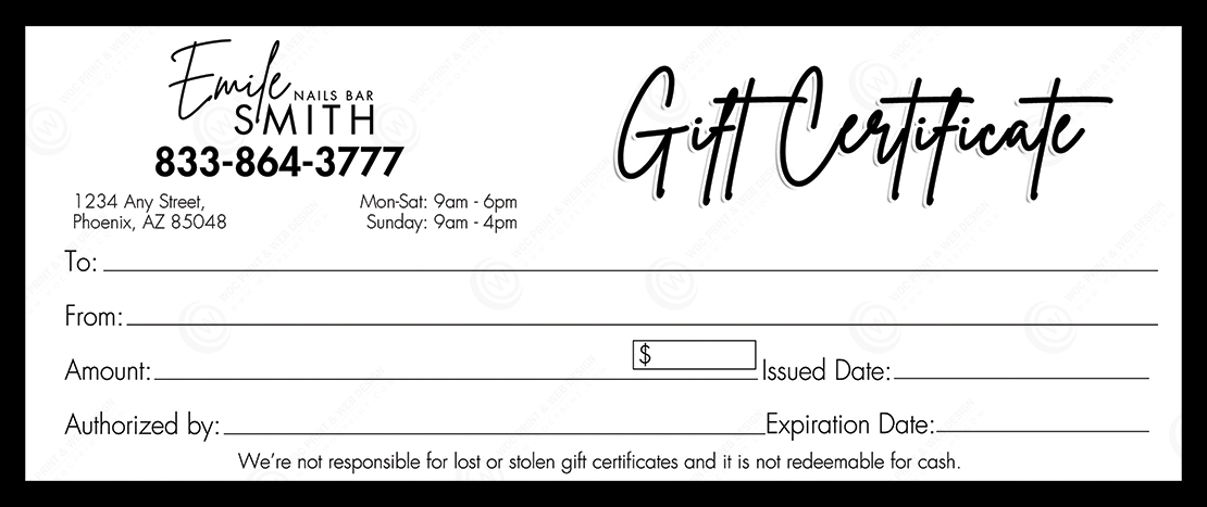 GC-54B - Regular Gift Certificates