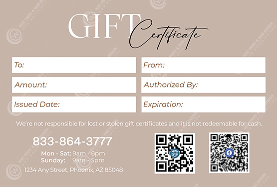 SGC-33B - Standard Gift Certificates
