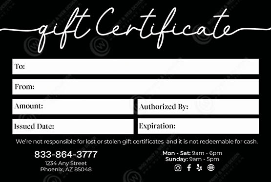 SGC-34B - Standard Gift Certificates
