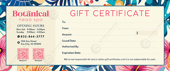ZGC-02B - Head Spa Regular Gift Certificates
