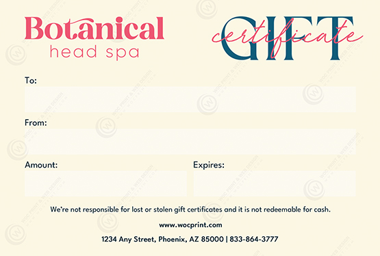 ZSGC-02B - Head Spa Standard Gift Certificates