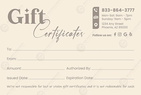 ZSGC-03B - Head Spa Standard Gift Certificates