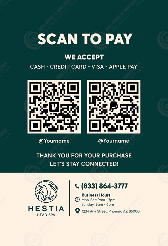 ZTTM-01 - Head Spa Tabletop Menu