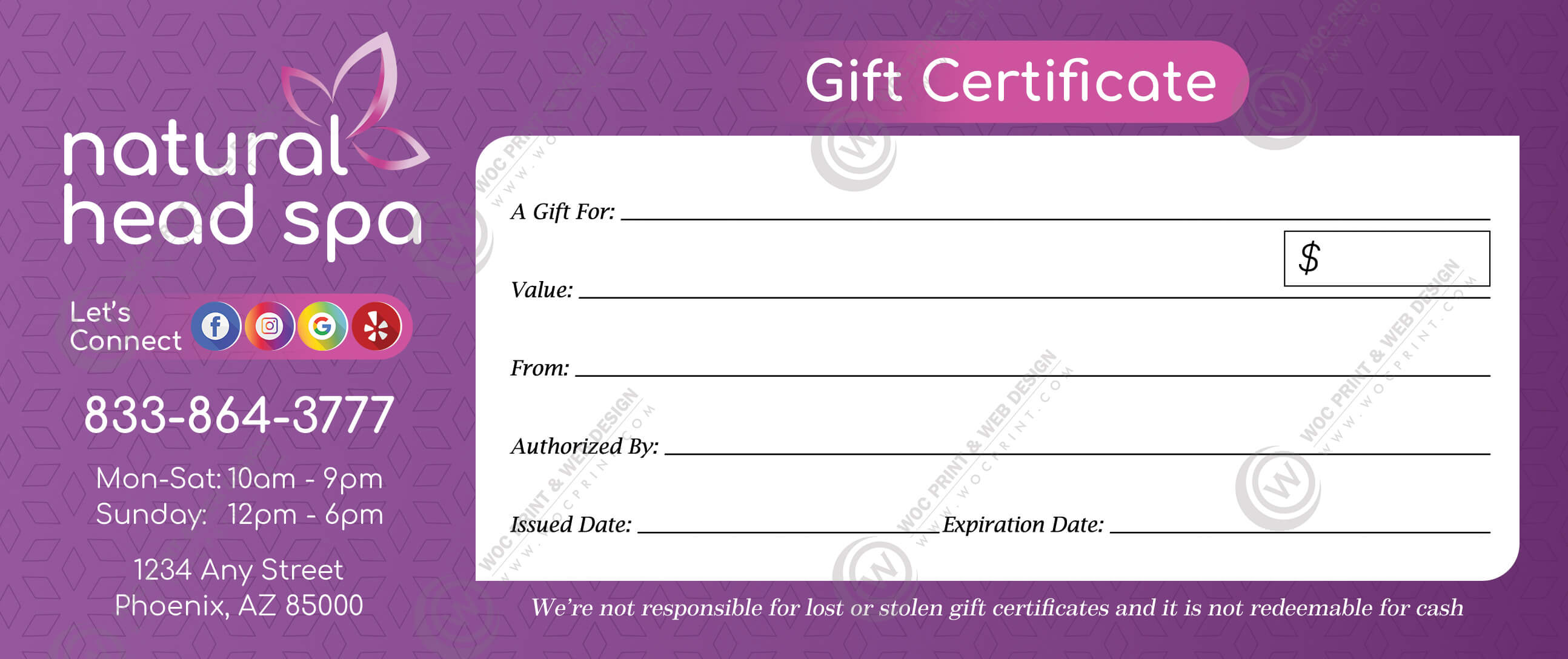 ZGC-04B - Head Spa Regular Gift Certificates