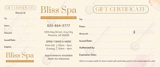 ZPGC-05B - Head Spa Premium Gift Certificates