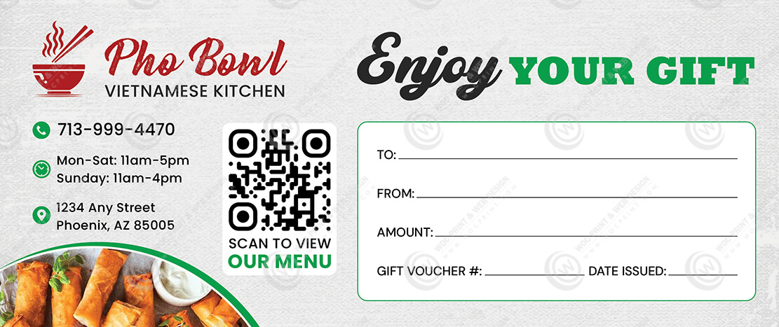 GC-501B - Restaurant Regular Gift Certificates