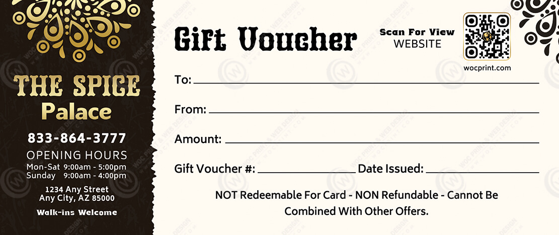 GC-502B - Restaurant Regular Gift Certificates