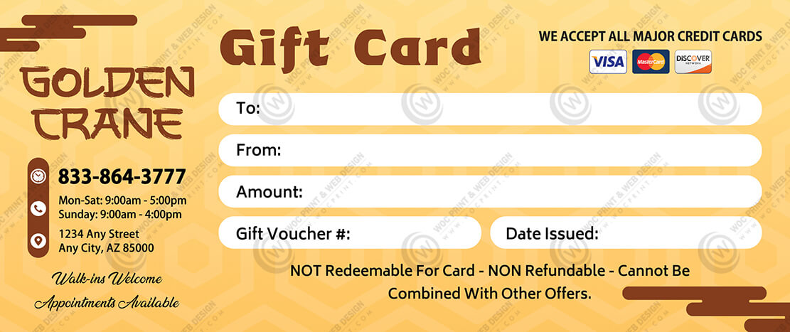 GC-503B - Restaurant Regular Gift Certificates