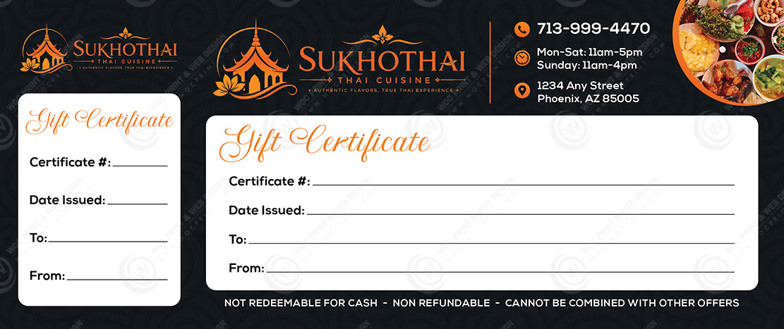PGC-501B - Restaurant Premium Gift Certificates