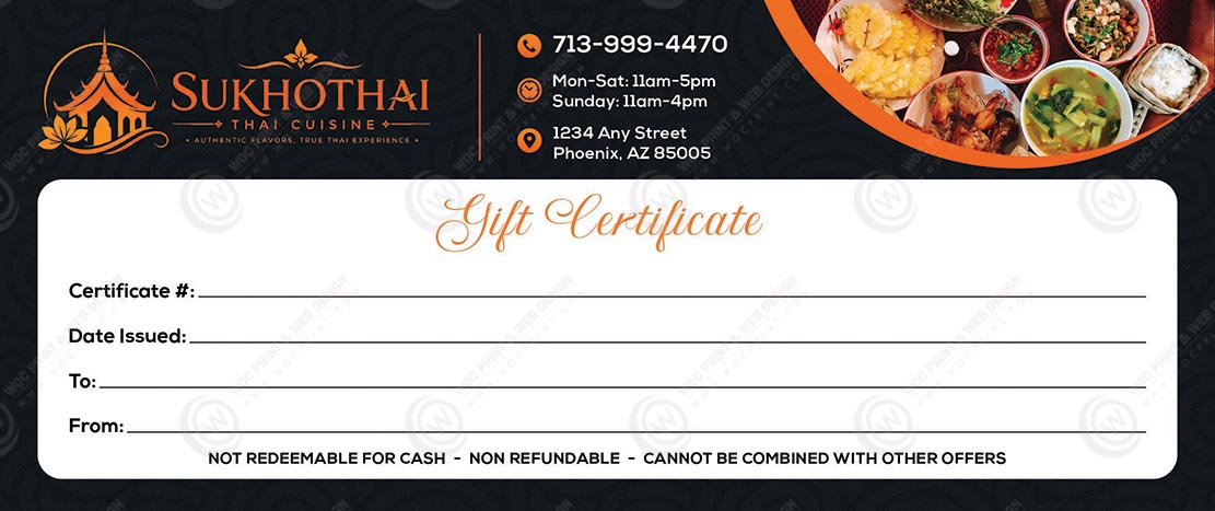 GC-508B - Restaurant Regular Gift Certificates