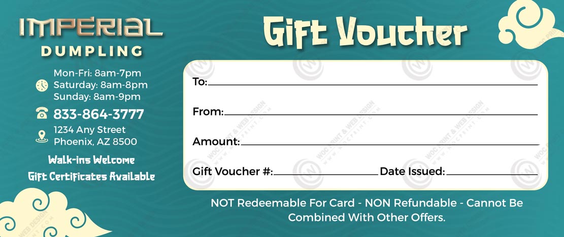 GC-505B - Restaurant Regular Gift Certificates
