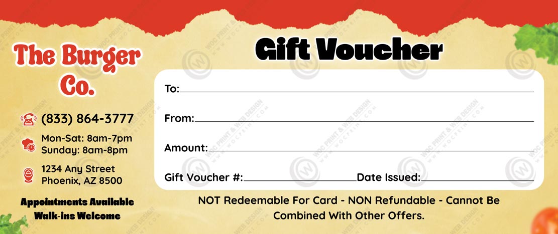 GC-506B - Restaurant Regular Gift Certificates