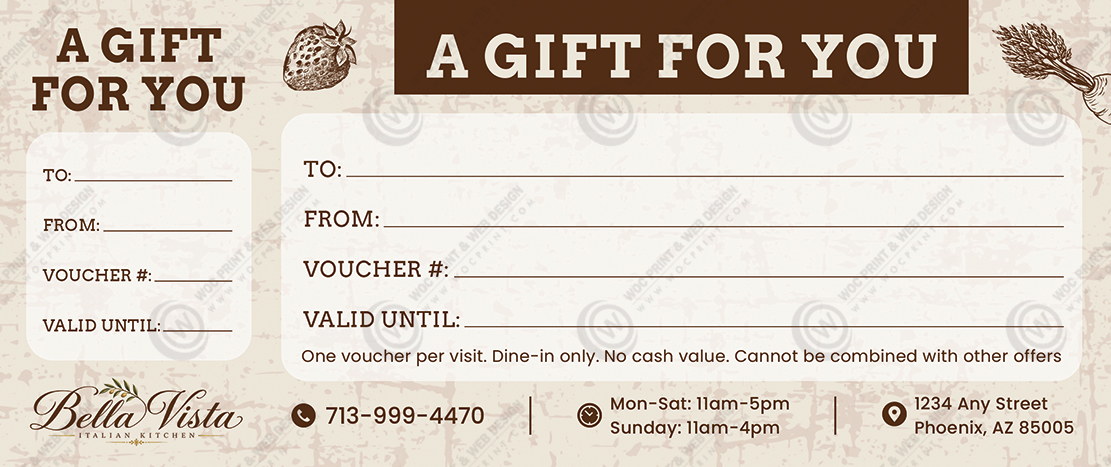 PGC-508B - Restaurant Premium Gift Certificates