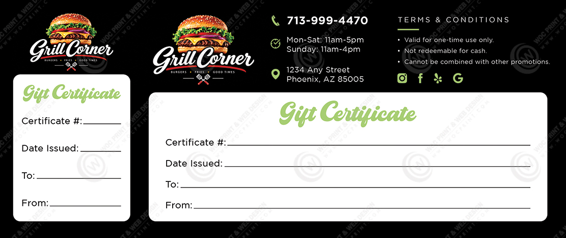 PGC-509B - Restaurant Premium Gift Certificates
