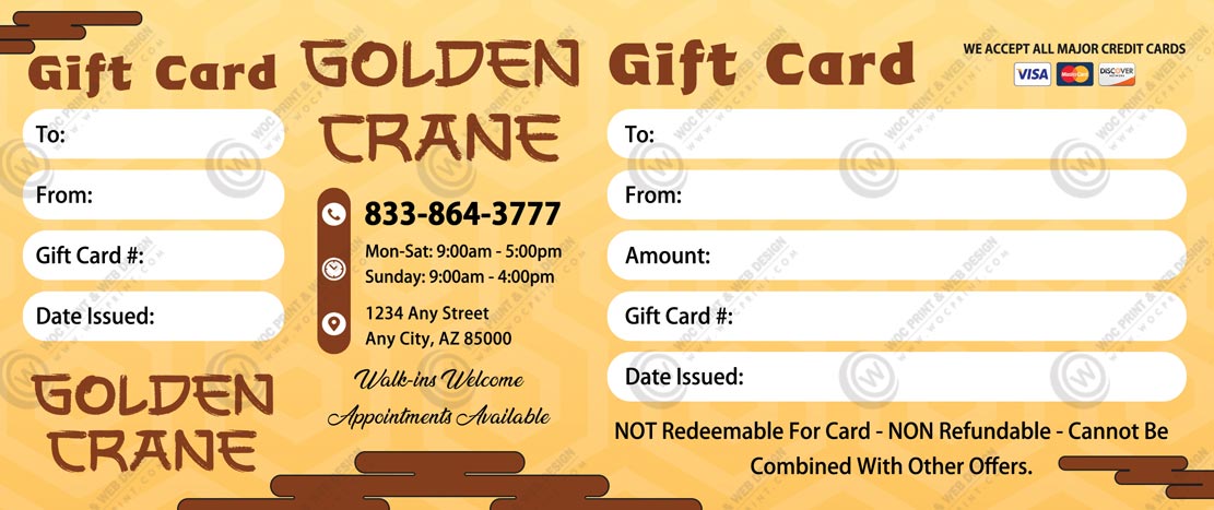 PGC-505B - Restaurant Premium Gift Certificates